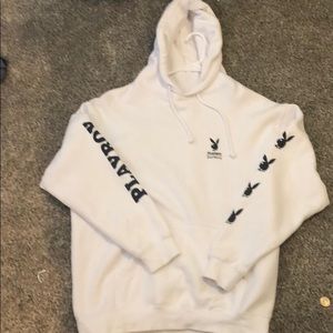 Mens White playboy hoodie size L